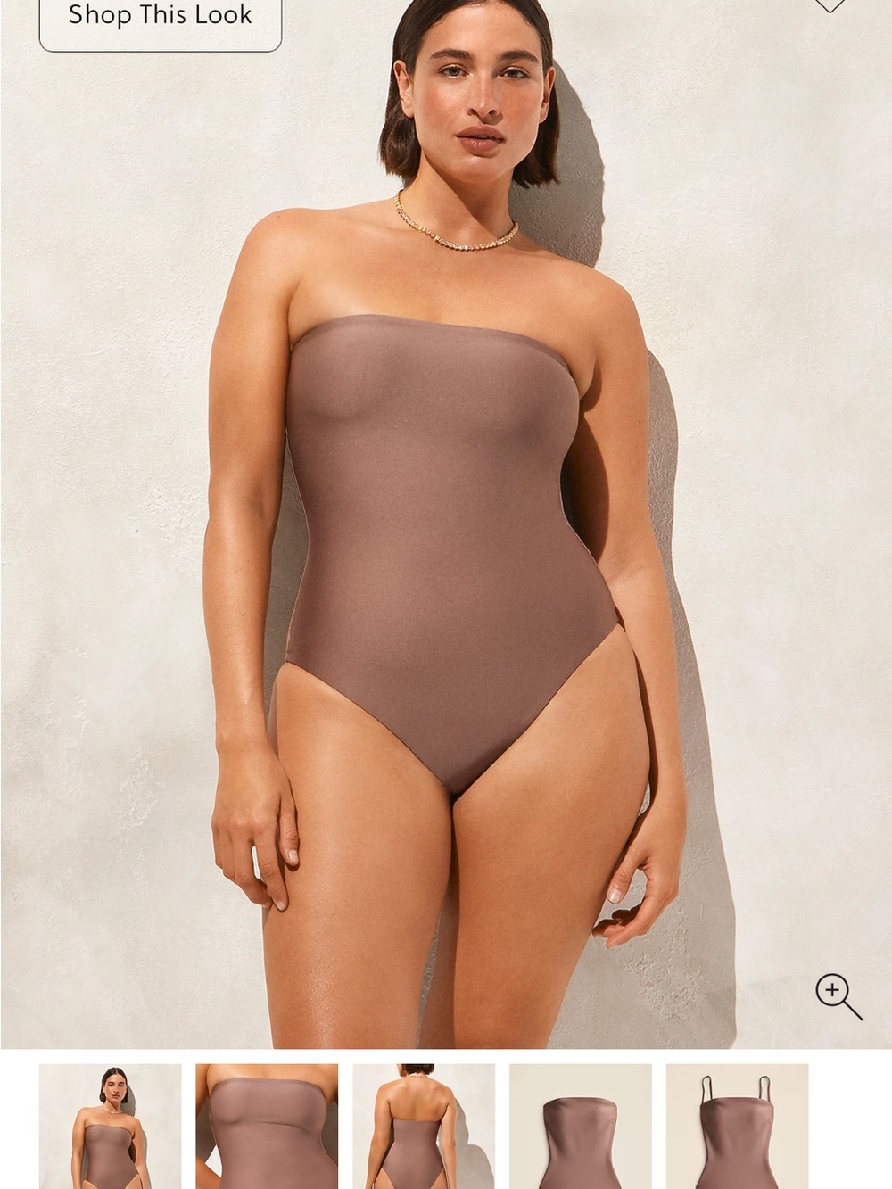 J. Crew Strapless Bandeau One-Piece Swimsuit — Taupe Brown